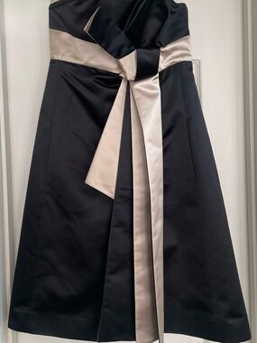 Celine Black A-Line Dress with Cream Satin Bow